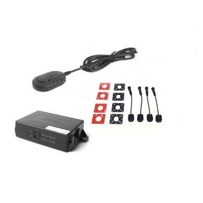 Kit de sensores de estacionamento com controle e módulo preto com texto
