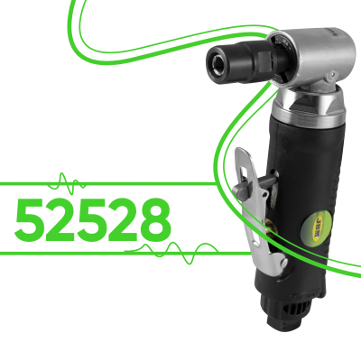 Ferramenta pneumática preto e cinza com etiqueta BPT e número 52528 em fundo preto