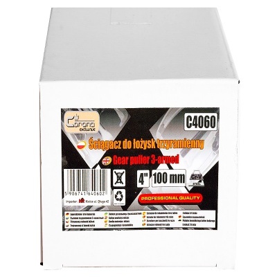 Caixa branca com rótulo de ferramenta gear puller 3-armel 4'' 100 mm