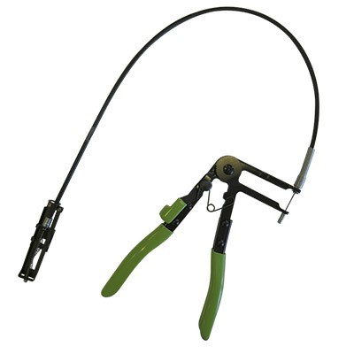 Alicate com punhos verdes e cabo flexível preto