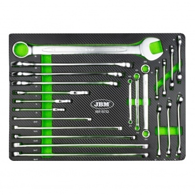 Conjunto de chaves combinadas JBM RBF 1572 em base preta com detalhes verdes