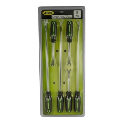 Conjunto de 6 ferramentas JBM com punhos pretos e verdes em embalagem transparente