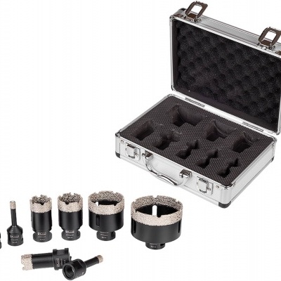 Conjunto de brocas diamantadas com caixa metálica prateada