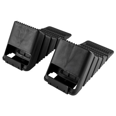 Par de calços de plástico preto texturados para nivelamento de móveis