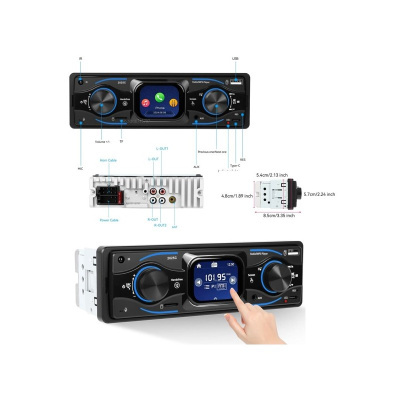 Equipamento de áudio para carro com ecrã digital e botões rotativos