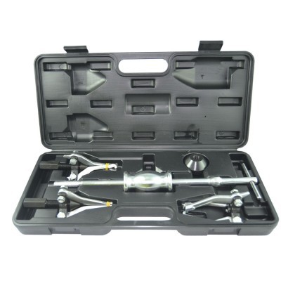 Conjunto de ferramentas de metal em estojo preto moldado