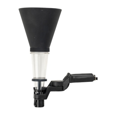 Funil de enchimento para óleo automóvel preto e transparente com alavanca preta