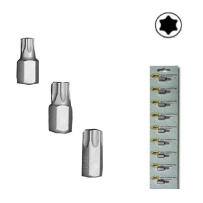 Conjunto de pontas de chave de fenda Torx em metal com embalagem de papel ao lado