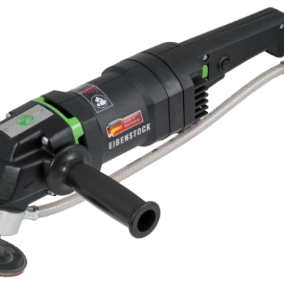 Polidora elétrica preta e verde com disco de polimento e tubo flexível prateado