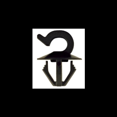 Clips de fixação em plástico preto com gancho e base de quatro braços