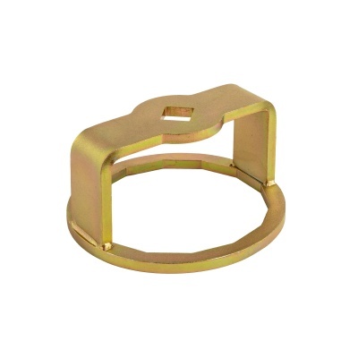 Espaçador metálico dourado circular com detalhe quadrado no topo