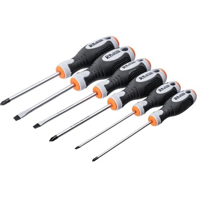 Conjunto de 6 chaves de fenda com cabo preto, branco e laranja