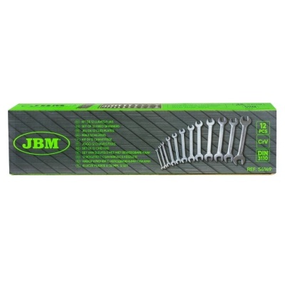 Conjunto de 12 chaves fixas JBM em embalagem preta e verde