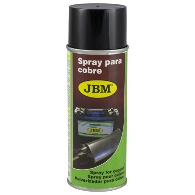 Spray para cobre JBM em lata verde e castanha com tampa preta