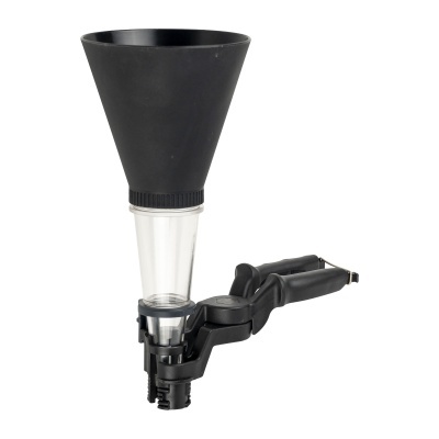 Funil de enchimento para combustível preto com tubo transparente