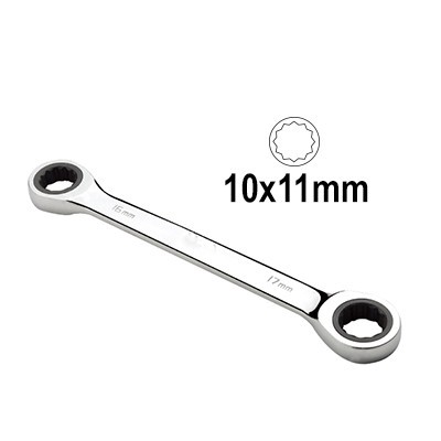 Chave de boca dupla metálica cromada 15 mm e 17 mm com indicação 10x11mm