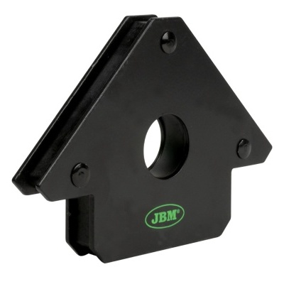 Produto metálico preto em forma de flecha com logótipo JBM verde