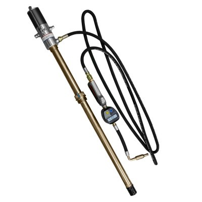 Bomba submersível metálica com manómetro digital e fios pretos