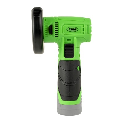 Ferramenta elétrica de mão verde com punho cinza e detalhes pretos