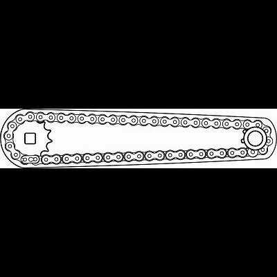 Corrente de bicicleta preta com elos metálicos ligados em forma oval