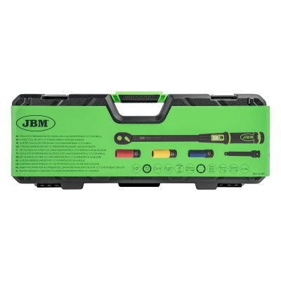 Mala verde e preta com chave de torque JBM e tomadas coloridas