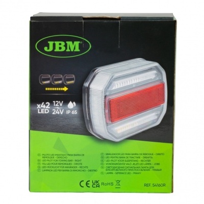 Embalagem de luz traseira para veículos JBM com LEDs e informações técnicas