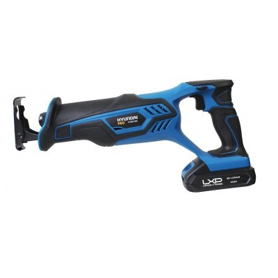 Serra sabre a bateria Hyundai Pro azul e preta com bateria LXP