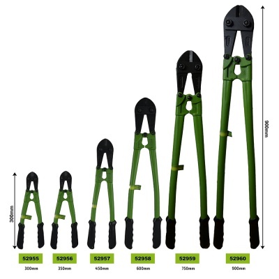 Conjunto de 6 corta-arames verdes e pretos de vários tamanhos em fundo branco