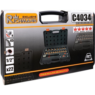 Caixa para ferramentas RICHMANN EXCLUSIVE C4034 cinzenta e preta com 45 peças