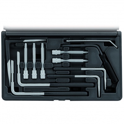 Conjunto de chaves Allen e chaves de caixa em caixa plástica preta