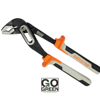 Chave americana ajustável com cabo preto, cinzento e laranja e texto EXCLUSIVE