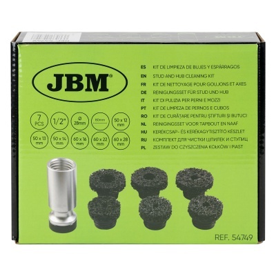 Kit de limpeza JBM com 7 peças para pinos e cubos, embalagem verde e preta