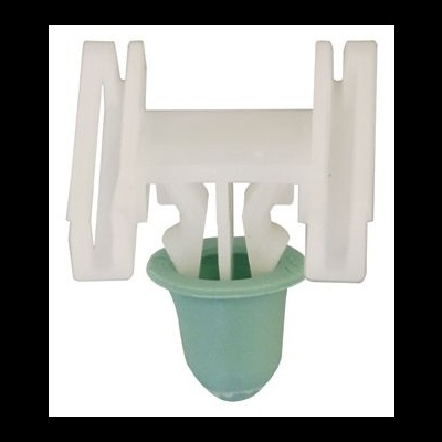 Clipe plástico branco e verde para fixação