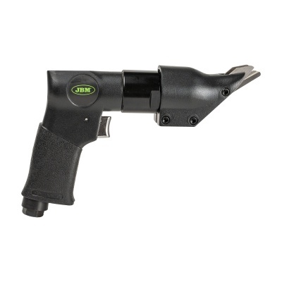 Ferramenta de corte preta com lâminas metálicas e logótipo JBM