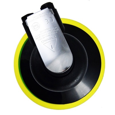 Ponteira perfuração base preta e amarela com peça metálica prateada e texto gravado.