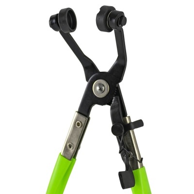 Alicate com cabo verde-limão e estrutura metálica preta