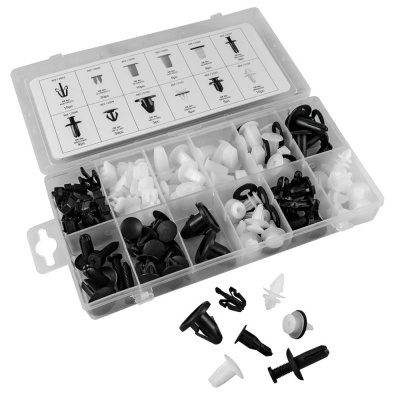 Conjunto prendedores e rebites plástico caixa transparente com etiqueta