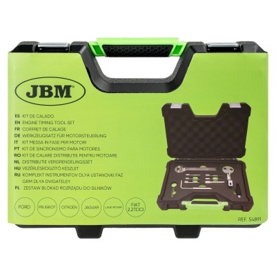 Mala verde e preta para ferramentas com texto e indicação de compatibilidade com várias marcas automóveis.