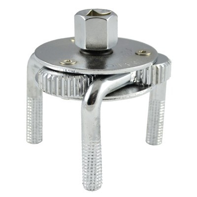 chave de filtro de óleo metálica com três pernas e encaixe sextavado