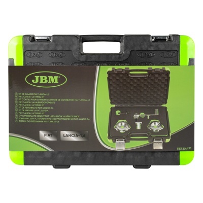 Mala preta com bordas verdes contendo conjunto de calços para lavagem Lancia-1.6 da JBM