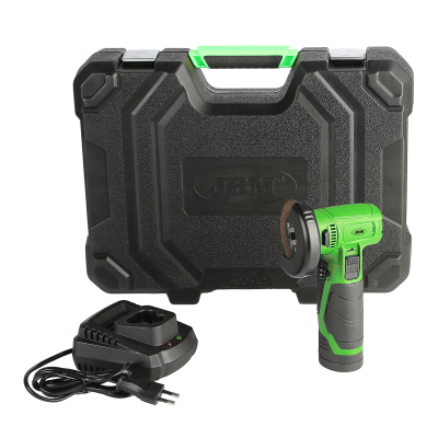 Conjunto de esmerilhadora verde e preta com carregador e caixa preta JBMT