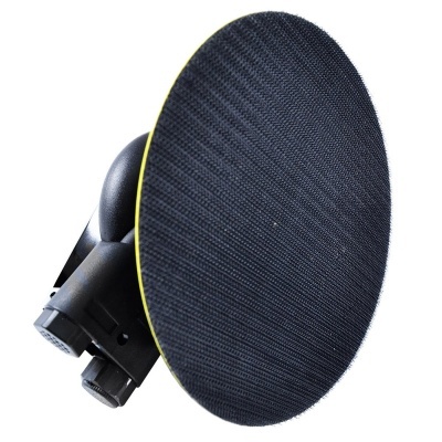 Disco de lixa preto redondo com suporte plástico e borda amarela