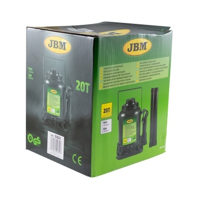 Caixa de papelão com empilhador hidráulico JBM 20T preto e verde