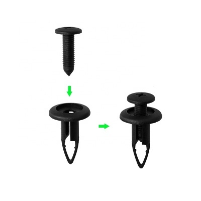 Presilhas de plástico preto para fixação com cabeça de parafuso