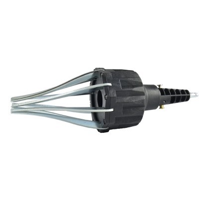 Dispositivo metálico e plástico preto com palhetas prateadas