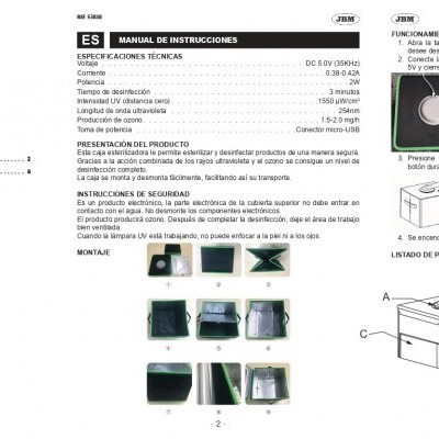 Embalagem plástica cinza com tampa verde e abertura branca, instruções e logotipo JBM
