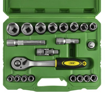 Conjunto de ferramentas JBM com chave de caixa e soquetes em caixa verde