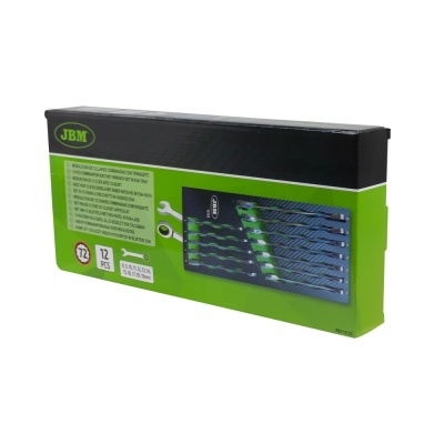 Conjunto de 12 chaves fixas JBM embalagem verde e preta