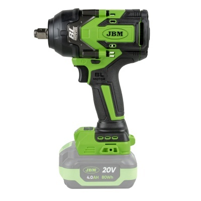 Chave de impacto sem fio verde e preta JBM com bateria 20V