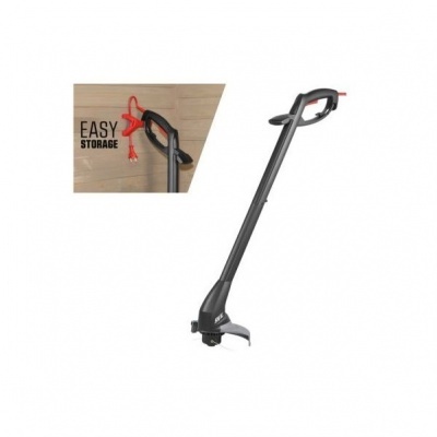 Aparador de relva elétrico preto com cabo longo e detalhe vermelho